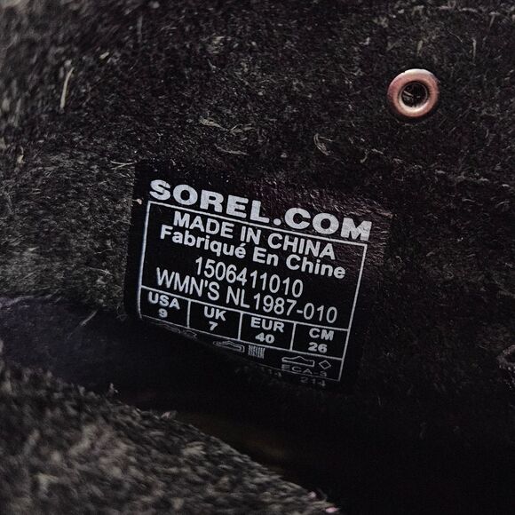 SOREL Joan Of Arctic Leather Wedge Mid Winter Ankle Boots in Black NL1987 - Picture 11 of 11